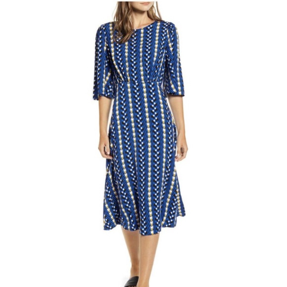 The Odells Printed Bell Sleeve Midi Dress XS